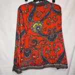 Nicole Miller paisley print button down blouse size large orange purple Photo 1