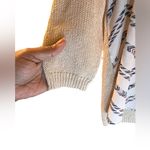 DKNY Women’s Mixed Media Top - Size Medium - Beige with Chevron Design Photo 4