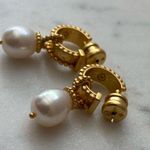 NWOT Gold and White Pearl Hoop Earrings Photo 5
