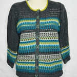 Sundance  Katrina Lambswool Blend Snap-Front Cardigan Knit Sweater Gray Sz S Photo 0