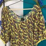 Free People  floral puff sleeve stretch T-shirt top Photo 3