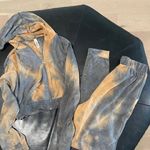 Grey Tie Dye Cropped Jacket & Jogger Set Gray Size M Photo 0