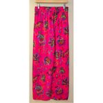 Catherine Malandrino  Vibrant Pink Floral High Rise Wide Leg Drawstring Pants Photo 4