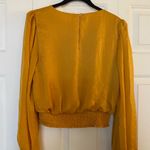 ASTR the Label Mustard Yellow Ruched Puff Sleeve Blouse, Women’s Small Photo 7