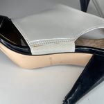 Ann Taylor Taupe Black Patent Leather Spats Style Peep Toe Heels Sz 6M Occasion Photo 5