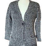 J.Jill Black/White Single Button Cardigan Size MP Petite Minimalist Normcore Black Photo 0