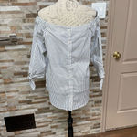 Artisan NY  poplin cotton blend striped shirt off the shoulders SZ M Photo 4