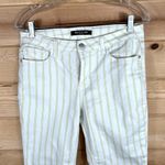Baccini  Women's White and Yellow Striped Jeans, Size 6 Photo 1