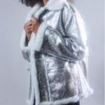 Urban Outfitters UO NWT SILVER SHEARLING COAT L Photo 7