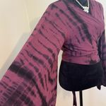 EcoVero Tie Dye Bell Sleeve Wrap Top Purple Size L Photo 2