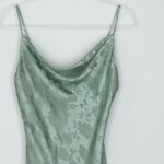 Lulus  Womens Sage Green Floral Satin Cowl Neck Slip Mini Dress Size M Party Photo 2