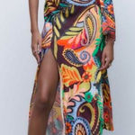 ZARA  Paisley Floral‎ Print One Shoulder Midi Dress Asymmetric Party Size XS Photo 0