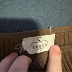 Ember Anthropology Light Brown Ribbed Long Sleeve Top With Cut Out Neck Size L Photo 1