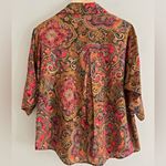 Vintage 70’s floral brown paisley retro wide sleeve button front shirt Photo 6