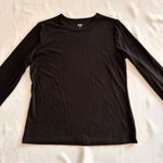 a.n.a NWOT  Womens Medium Top Black Ribbed Lettuce Hem Long Sleeves Winter Photo 1