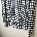 Gap NEW NWT ‎ Black White Gingham Plaid Long Sleeve Peplum Top Size Medium Photo 1