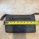 Stone Mountain USA LLC Gray Wristlet Clutch Bag with Gold Logo Detail Photo 3
