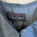 Michael Stars Anthropologie  Denim ruffled open shoulder jumpsuit‎ size small Photo 7