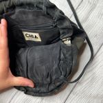 Chia Vintage Suede Crossbody Bag Black Genuine Leather Slim Strap Photo 5