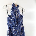 Lulus  Divine Destiny Halter High Neck Lined Lace Midi Dress Navy Blue Medium Photo 4