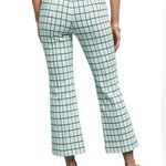 Anthropologie The Essential Cropped Flare Pants Green Cream Plaid size small Photo 1