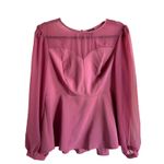 Torrid Womens Blouse Sz 0 12 Peplum Crepe Mesh Inset Top Mesa Rosa Pink Photo 5