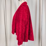 Connected Apparel  Red Crushed Velvet Open Front Cardigan Jacket Photo 2