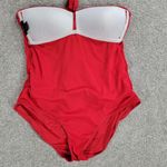 Apt. 9  One Piece Swimsuit Womens @L Red Woven Braided Halter Strap Rouched Photo 6