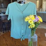 Weatherproof Comfy Sea Green Sage Tie Knot Top Photo 4