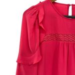 CeCe Pink Ruffle Sleeve Silk Peasant Blouse Top Photo 3
