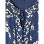 White House | Black Market WHBM Dress Women Large Blue Floral Print Tassel‎ Tie Neck Peasant Boho Mini Photo 7