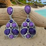 Earrings in shades of purple and silver on a post setting Photo 1