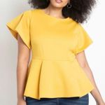 Eloquii NWT  Golden Yellow Pleated Sleeve Peplum Top Size 26 Photo 0