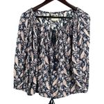 Ralph Lauren Denim & Supply Blouse Navy Long Sleeve Tassel Paisley Bohemian XS Blue Photo 0