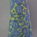 Lilly & Van Lime & Blue Paisley Faux Wrap Pleated Trim Mini Skirt Size Large Photo 1