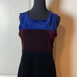 VINTAGE COLOR BLOCK PANEL VELVET PARTY DRESS Black Photo 5