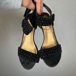 Cynthia Vincent VTG Studded Suede Heeled Sandals Black Ankle Strap Heel Designer Size 6 Photo 1