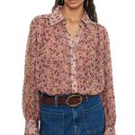 Ba&sh Maxence Button Up Blouse Shirt Beige Large 8 Photo 0