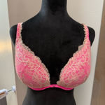 Victoria's Secret  Push Up Bra Lace Hot Pink Sequin Detail‎ Coquette Sexy 36DD Photo 0