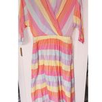 Tara Jarmon Rainbow Stripe Midi Dress Small Dopamine Dressing Parisian Pastel Pink Photo 1