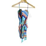 La Blanca  Sunset Multicolor Bandeau Belted Tie Waist Stripe One Piece Swimsuit 4 Photo 3