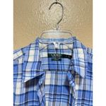 Ralph Lauren Lauren ‎ Denim Plaid Button Down Shirt Womens Small Blue White Photo 4