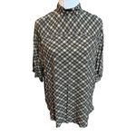 ZARA  Crisscross Patterned Short Sleeve Visco Shirt Taupe Black Size XSmall Photo 8