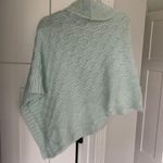 Wooden Ships  Teal Green Poncho Sweater Turtleneck Open Knit Wool Photo 3