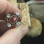 Sterling Carnelian and CZ sterling silver ring 8 Orange Photo 6