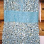 Mac Duggal  4930  Womens Blue Sequin V Neck Sleeveless Column Gown Dress Photo 8