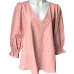 Tuckernuck Easton Blush Pink Faux Leather Swing Blouse 3/4 Sleeve, Sz XL Photo 3
