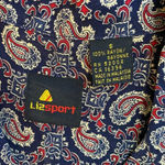 Liz Sport Vintage Women's Sz Small Long Sleeve Button Up Paisley Navy Blouse Top Photo 15