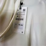 ZARA Scarf Collar Long Sleeve Blouse in a Cream Color The Cuffs have 3 Button Photo 4