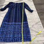 Donna Morgan Blue Patterned Knee Length Dress Photo 7